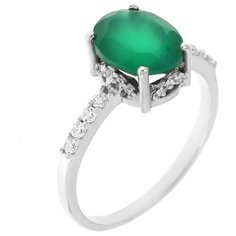 Balex Кольцо 1410931461 из серебра 925 пробы с хризопразом природным и фианитом, размер 17