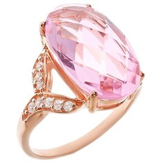 Balex Кольцо 1410931271 из серебра 925 пробы с морганитом синтетическим и фианитом, размер 18.5