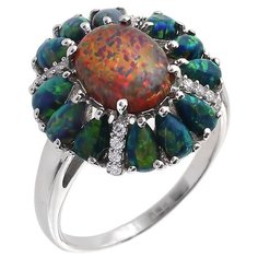 Balex Кольцо 1410931184 из серебра 925 пробы с опалом и фианитом, размер 17