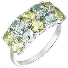 Balex Кольцо 1457930051 из серебра 925 пробы с хризолитом природным и шпинелью синтетической, размер 17