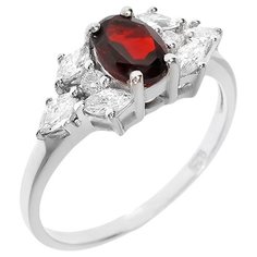 Balex Кольцо 1410931385 из серебра 925 пробы с гранатом природным и фианитом, размер 18.5