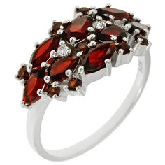 Balex Кольцо 1410931459 из серебра 925 пробы с гранатом природным и фианитом, размер 16.5