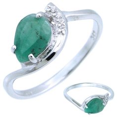 Balex Кольцо 1405937768 из серебра 925 пробы с изумрудом бериллом и фианитом, размер 18