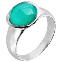 Balex Кольцо 1436930224 из серебра 925 пробы с агатом зелёным природным и горным хрусталем, размер 17.5