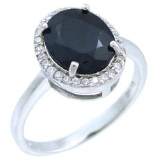 Balex Кольцо 1405937720 из серебра 925 пробы с сапфиром корундом природным и фианитом, размер 17