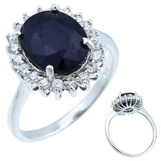 Balex Кольцо 1405935873 из серебра 925 пробы с сапфиром корундом природным и фианитом, размер 17