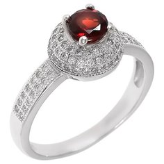 Balex Кольцо 1405936868 из серебра 925 пробы с гранатом природным и фианитом, размер 18