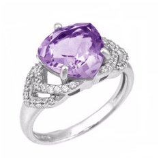 Balex Кольцо 1405937117 из серебра 925 пробы с аметистом природным и фианитом, размер 18