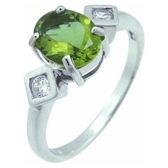 Balex Кольцо 1405937299 из серебра 925 пробы с султанитом синтетическим и фианитом, размер 16.5