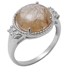 Balex Кольцо 1410931607 из серебра 925 пробы с рутиловым кварцем природным и фианитом, размер 19