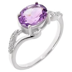 Balex Кольцо 1410931240 из серебра 925 пробы с аметистом природным и фианитом, размер 17.5