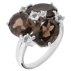 Balex Кольцо 1429930084 из серебра 925 пробы с раухтопазом природным, размер 17