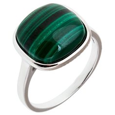 Balex Кольцо 1432930174 из серебра 925 пробы с малахитом природным, размер 18