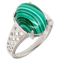 Balex Кольцо 1410931681 из серебра 925 пробы с малахитом природным, размер 17