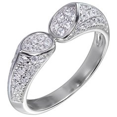 Balex Кольцо 1418910443 из серебра 925 пробы с фианитом, размер 17