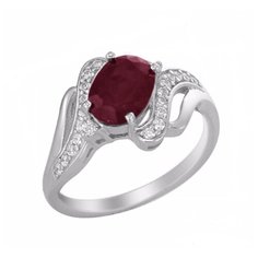 Balex Кольцо 1405937097 из серебра 925 пробы с рубином корундом и фианитом, размер 18