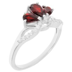 Balex Кольцо 1410931392 из серебра 925 пробы с гранатом природным и фианитом, размер 19