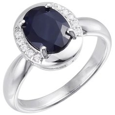 Balex Кольцо 1405937783 из серебра 925 пробы с сапфиром корундом природным и фианитом, размер 20