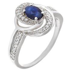 Balex Кольцо 1410931140 из серебра 925 пробы с сапфиром корундом природным и фианитом, размер 19