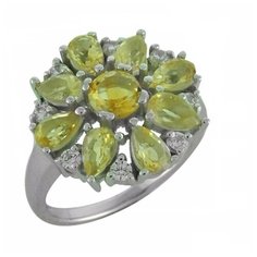 Balex Кольцо 1405937110 из серебра 925 пробы с цитрином природным и фианитом, размер 18