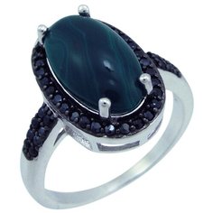 Balex Кольцо 1405937437 из серебра 925 пробы с малахитом реконструированным и фианитом, размер 20