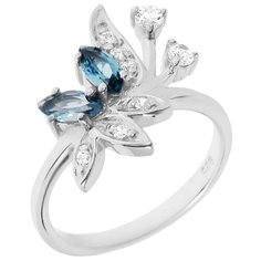 Balex Кольцо 1405934886 из серебра 925 пробы с топазом Лондон и фианитом, размер 19