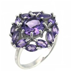 Balex Кольцо 1405937052 из серебра 925 пробы с аметистом природным, размер 17