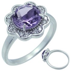 Balex Кольцо 1405937631 из серебра 925 пробы с аметистом природным и фианитом, размер 18