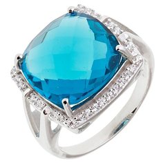 Balex Кольцо 11090002 из бижутерного сплава с топазом Лондон синтетическим и фианитом, размер 19