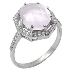 Balex Кольцо 1410931643 из серебра 925 пробы с розовым кварцем природным и фианитом, размер 17