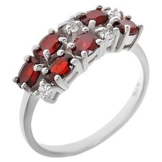 Balex Кольцо 1405936716 из серебра 925 пробы с гранатом природным и фианитом, размер 18
