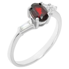Balex Кольцо 1405936968 из серебра 925 пробы с гранатом природным и фианитом, размер 18