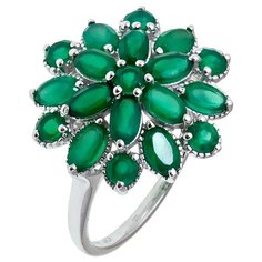 Balex Кольцо 1454930111 из серебра 925 пробы с агатом зелёным природным, размер 19