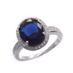 Balex Кольцо 1405937108 из серебра 925 пробы с сапфиром корундом природным и фианитом, размер 17