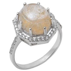 Balex Кольцо 1410931613 из серебра 925 пробы с рутиловым кварцем природным и фианитом, размер 19