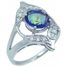 Balex Кольцо 1405937362 из серебра 925 пробы с мистик кварцем природным и фианитом, размер 20