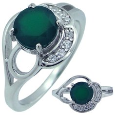 Balex Кольцо 1405937600 из серебра 925 пробы с хризопразом природным и фианитом, размер 17