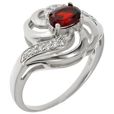 Balex Кольцо 1454930058 из серебра 925 пробы с гранатом природным и фианитом, размер 18.5