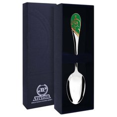 АргентА Ложка чайная "Кружевные узоры" с позолотой малахит