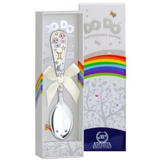 АргентА Ложка детская "Зодиак-Близнецы" с позолотой с эмалью