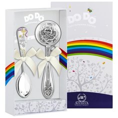 АргентА Набор для малышей DODO "Ангел" розовый (ложка Крестильная + погремушка Ангел)
