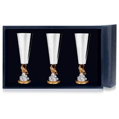 АргентА Набор рюмок "Золотая рыбка" с позолотой (3 предмета)