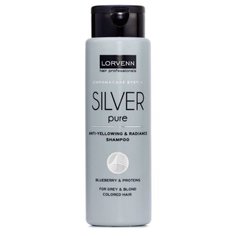 LORVENN шампунь Silver Pure Anti-Yellow & Radiance для для седых, блондинистых, окрашенных и осветленных волос 300 мл