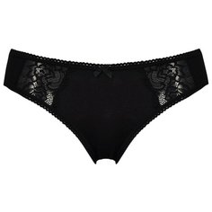 Alla Buone Трусы слипы низкой посадки с кружевными вставками, размер 3(46), черный