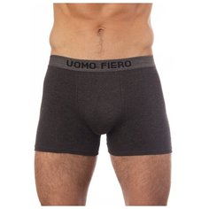 Uomo Fiero Трусы Боксеры 027FH с профилированным гульфиком, классическая посадка, размер 50, темно-серый