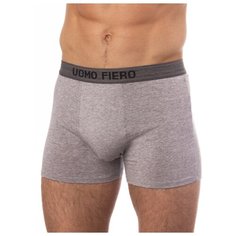 Uomo Fiero Трусы Боксеры 027FH с профилированным гульфиком, классическая посадка, размер 54, светло-серый