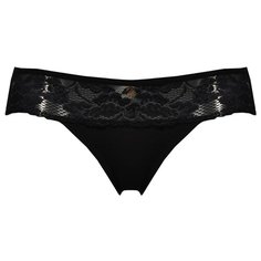 Alla Buone Трусы слипы низкой посадки с кружевными вставками, размер 2(44), nero