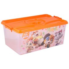 Контейнер Альтернатива 44 котёнка 40л 38.5х60х25 см (М7647) прозрачный/оранжевый Alternativa