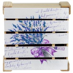 Коробка подарочная Дарите счастье Букет лаванды 20 x 10 x 20 см белый/сиреневый