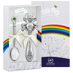 АргентА Набор для малышей DODO "Лягушонок" (погремушка Лягушка + ложка Лягушонок с эмалью)
